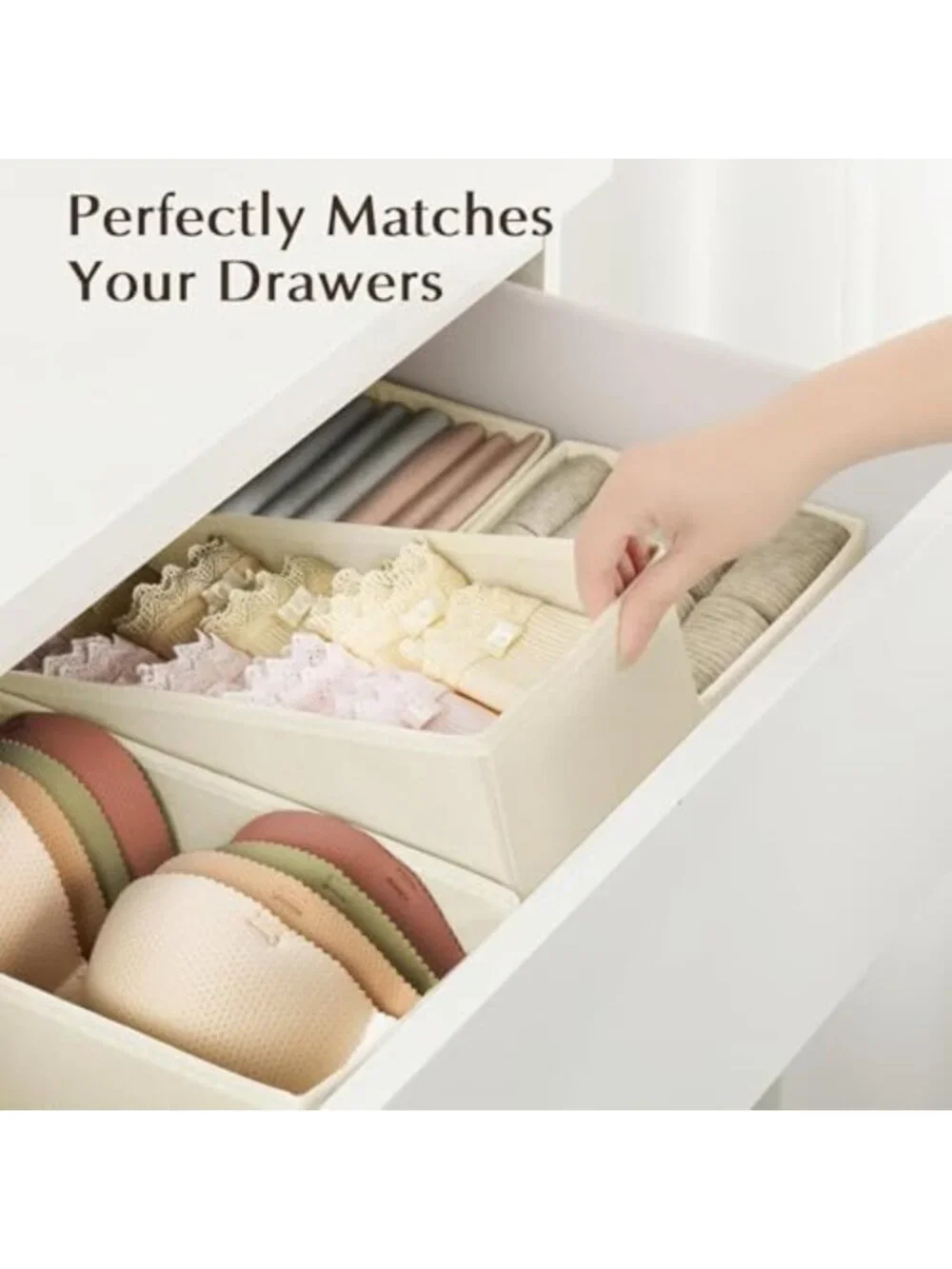 16-Piece Fabric Drawer Organizer Set - Closet Storage Bins for Clothes, Baby